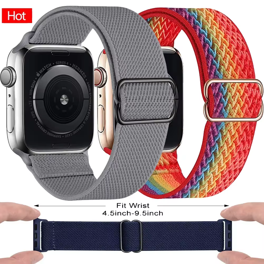 Bracelet en tissu élastique en Nylon pour Apple Watch Ultra 3 2 1