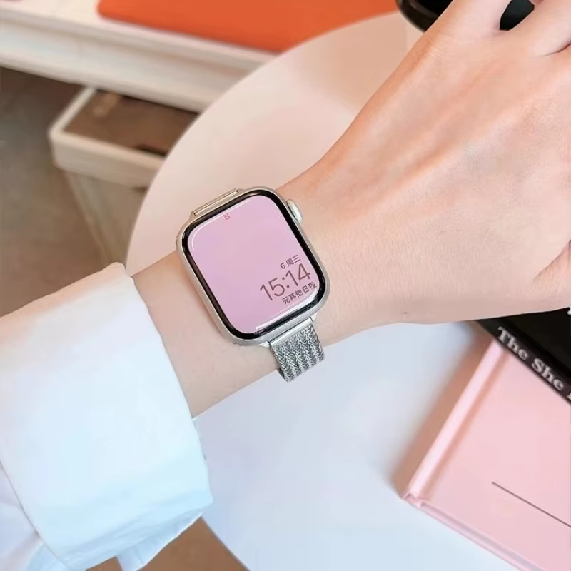 Bracelet magnétique en métal mince de luxe pour IWatch 9 8 7 SE 6