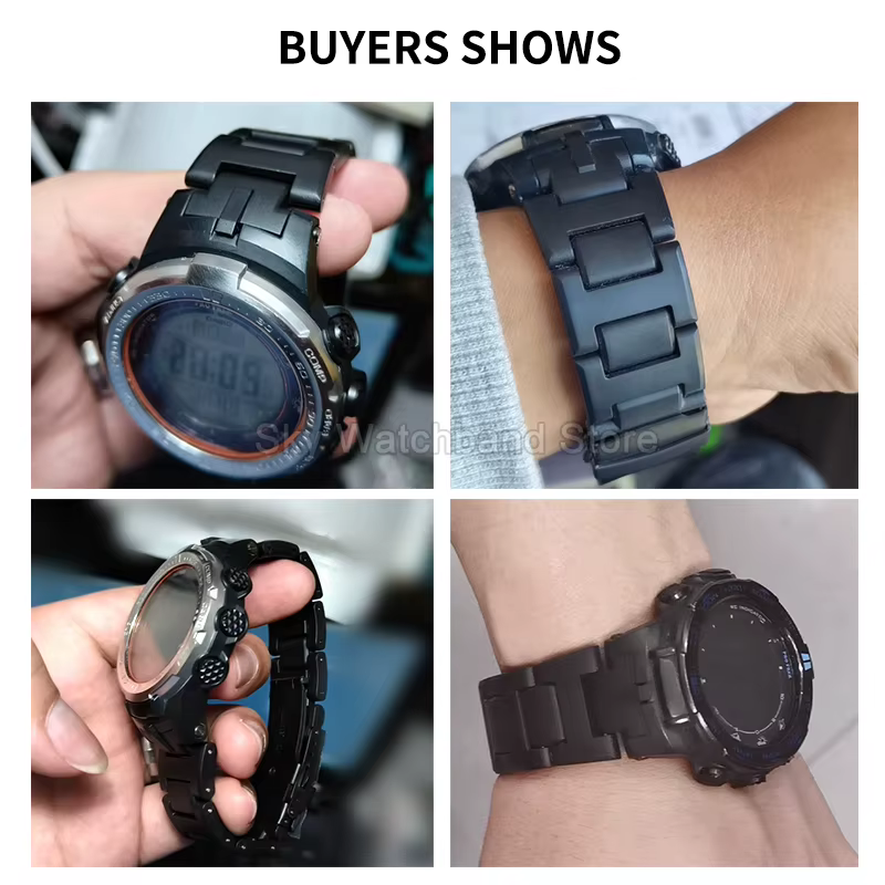 Pour Casio PRO TREK – bracelet de montre en plastique et acier noir