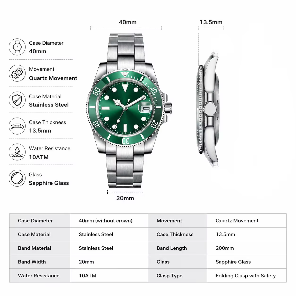 Montres pour hommes CORGEUT OFFICIAL BGW9 Super Lumineuses