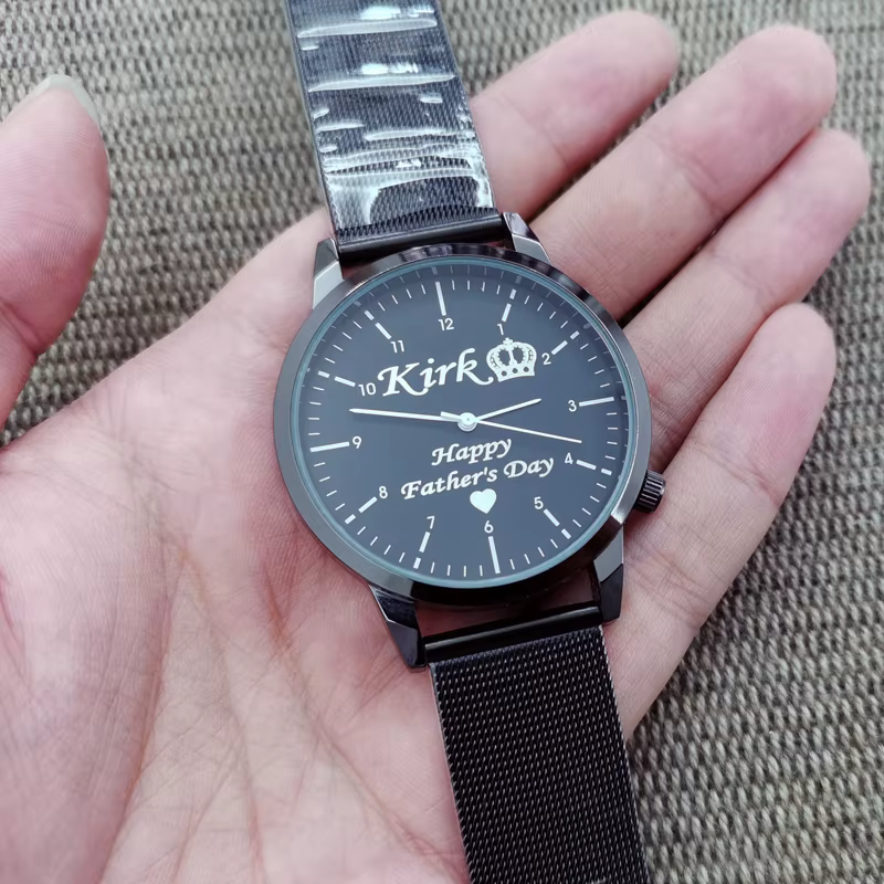 Montre-bracelet personnalisée avec gravure gratuite de votre nom, logo ou texte, pour homme et femme, résistante à l'eau 3 ATM, montre-bracelet sur mesure