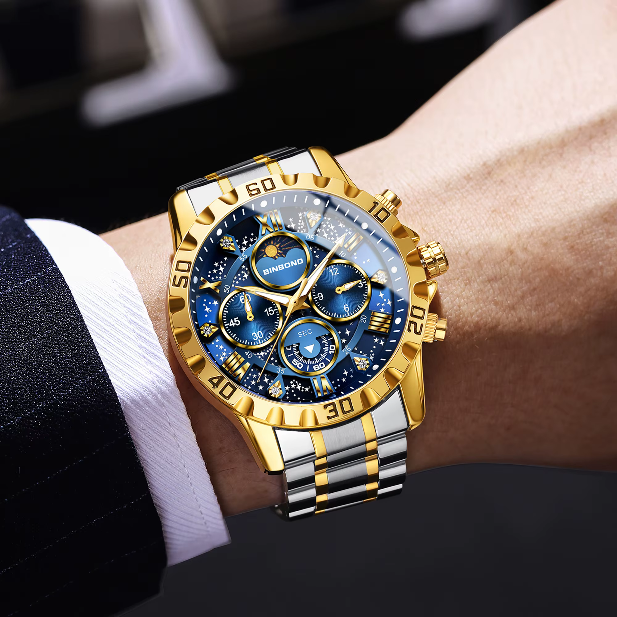 Montres à quartz de marque originale BINBOND pour hommes
