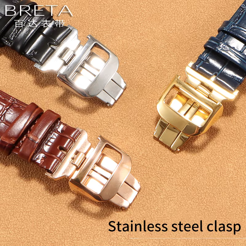 Bracelet de montre en cuir de vache à extrémité incurvée