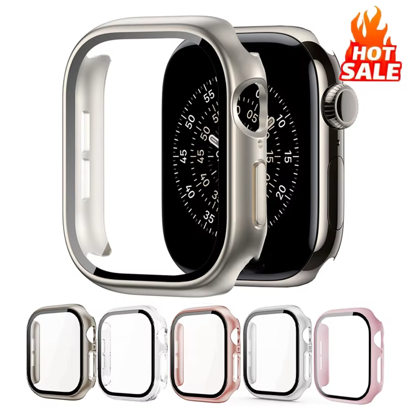 Verre trempé + étui pour Apple Watch 38-40mm 41mm 42mm 44mm 45mm 46mm