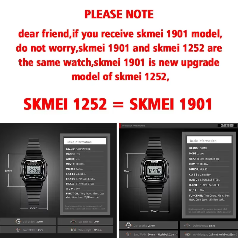 SKMEI femmes 3Bar étanche dames montres petit cadran montre numérique Relogio Feminino mode Sport