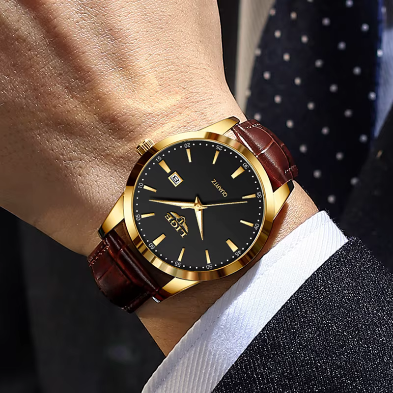 LIGE hommes montres haut de gamme de luxe militaire Montre à Quartz
