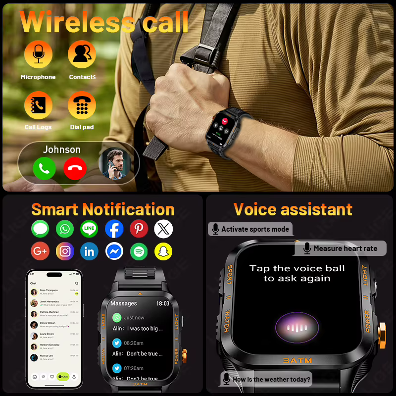 Montre connectée de fitness LIGE avec écran HD de 1