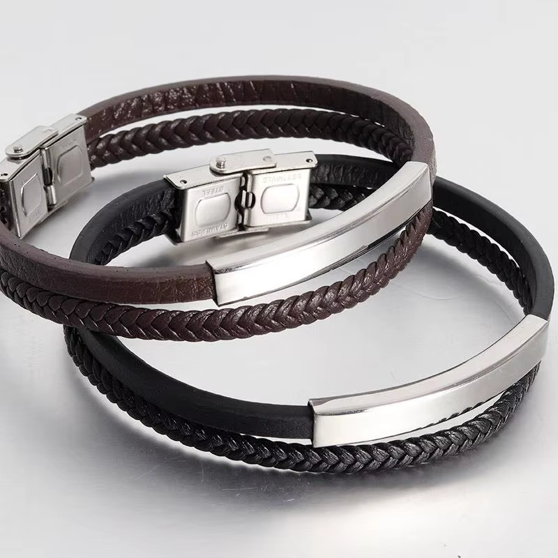 Bracelet multicouche en cuir pour hommes