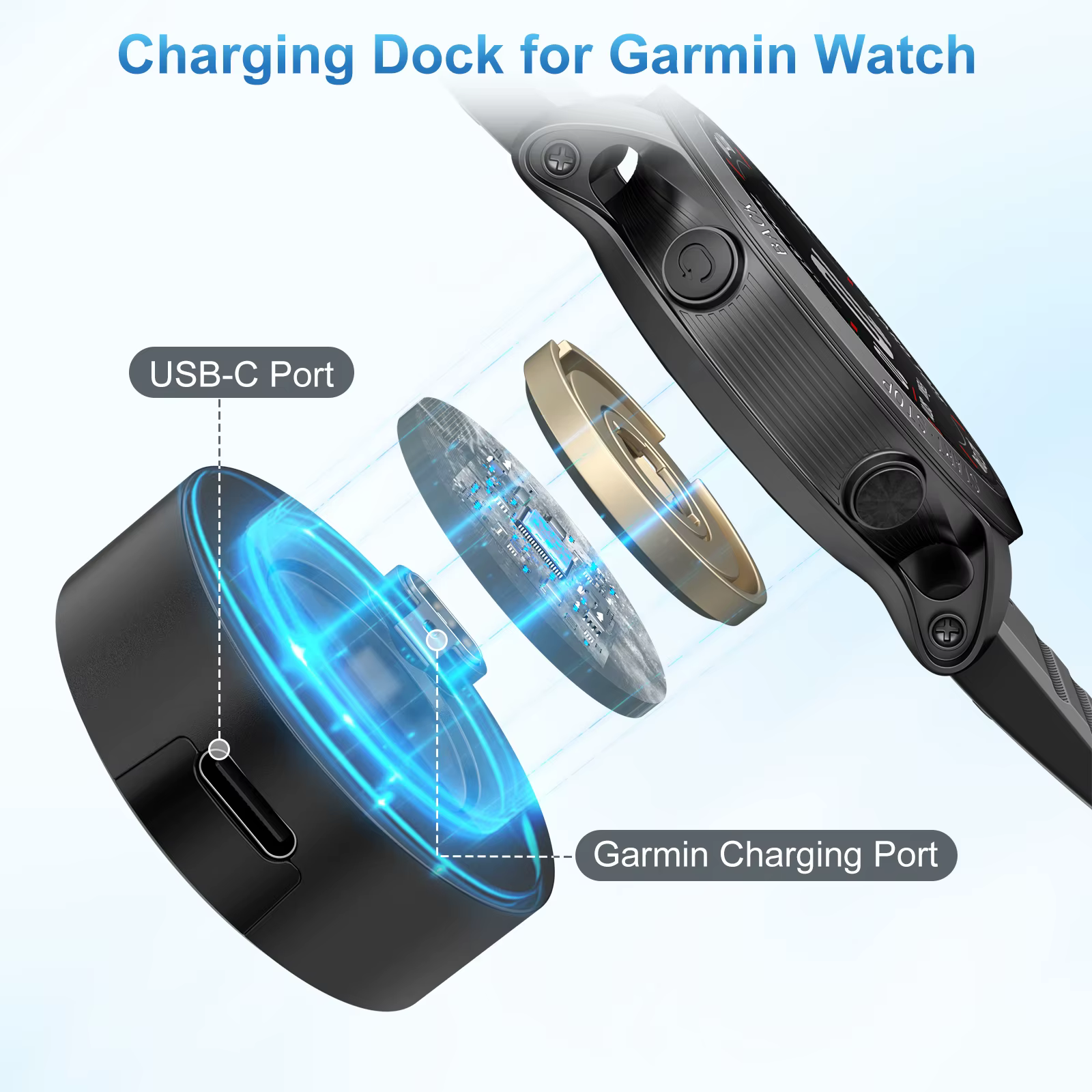 Chargeur de montre à tête unique pour Garmin instinct 2 Venu2/VenuSq2/3/3S Fenix 5/6/7 Vivoactive4/4S/3