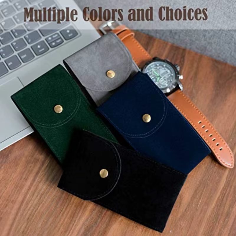 Pochette de rangement portable en tissu flanelle pour montre