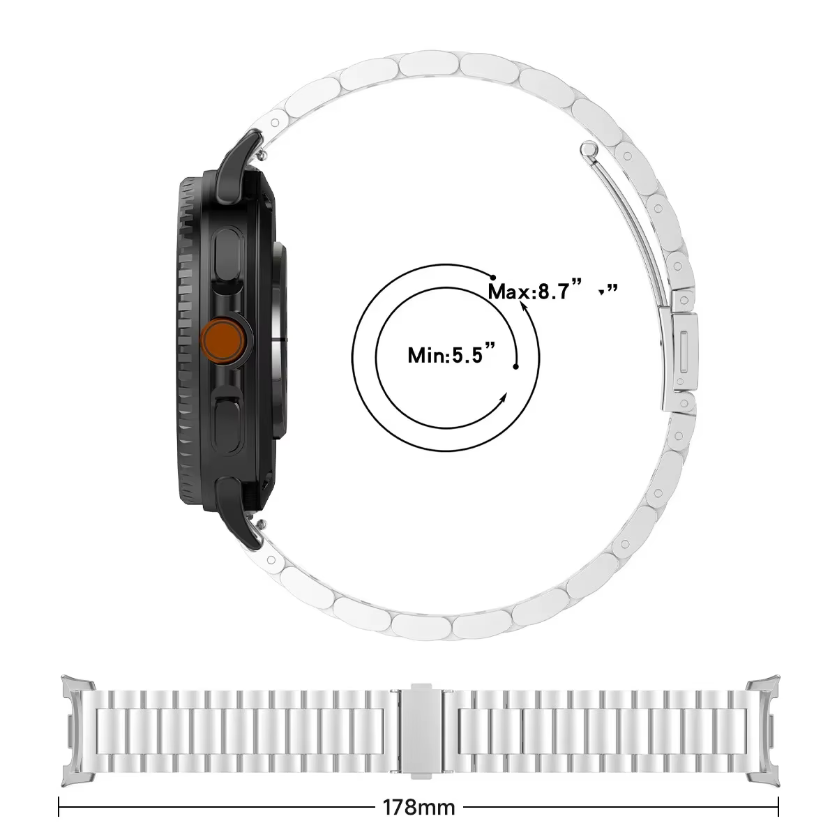 Bracelet en acier inoxydable pour Samsung Galaxy Watch8 40mm 44mm 8 bandes classiques