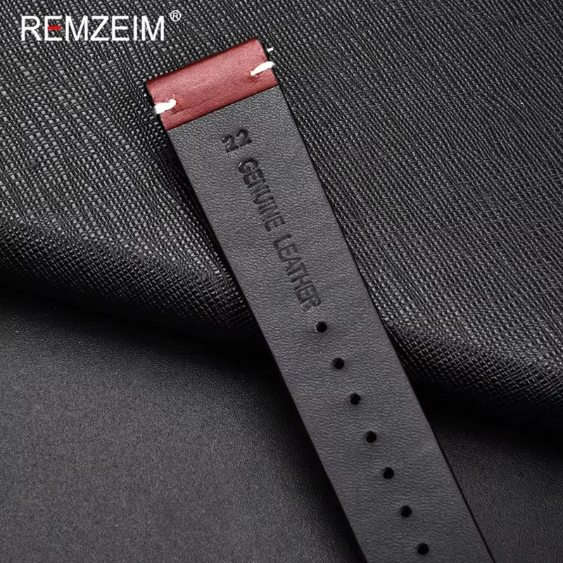 REMZEIM – Bracelet de montre Vintage en cuir de vache pour hommes et femmes