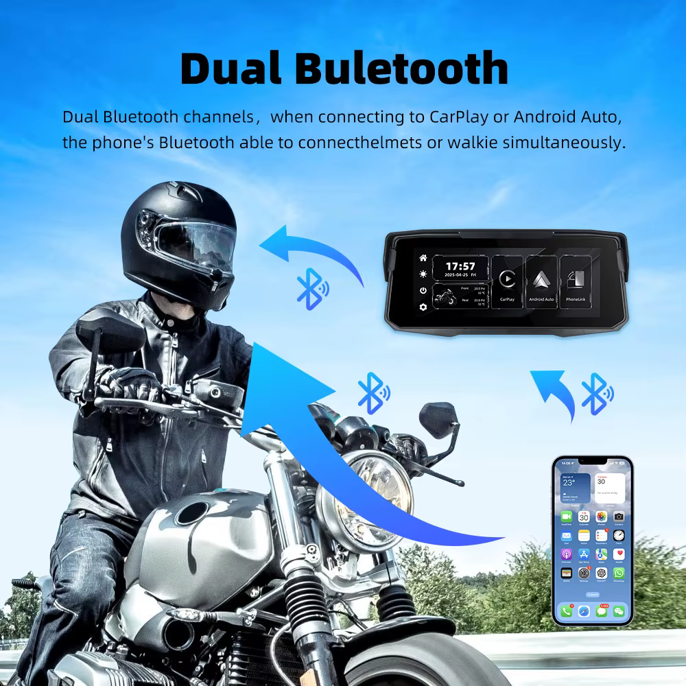EKIY 6.86 "écran de Moto Navigation GPS affichage Portable numérique Moto Carplay Moto sans fil CarPlay Android Auto