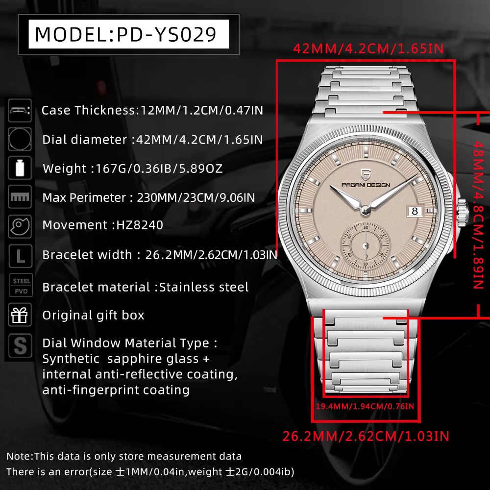 Montre mécanique pour homme PAGANI DESIGN