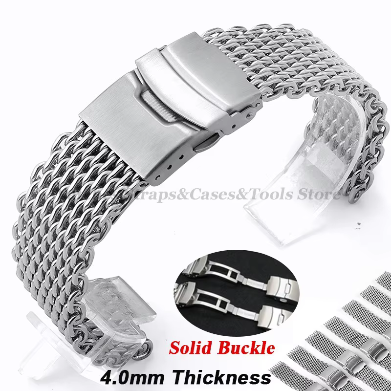Bracelet de montre requin 4.0mm d'épaisseur pour Seiko pour Omega 18mm 20mm 22mm 24mm