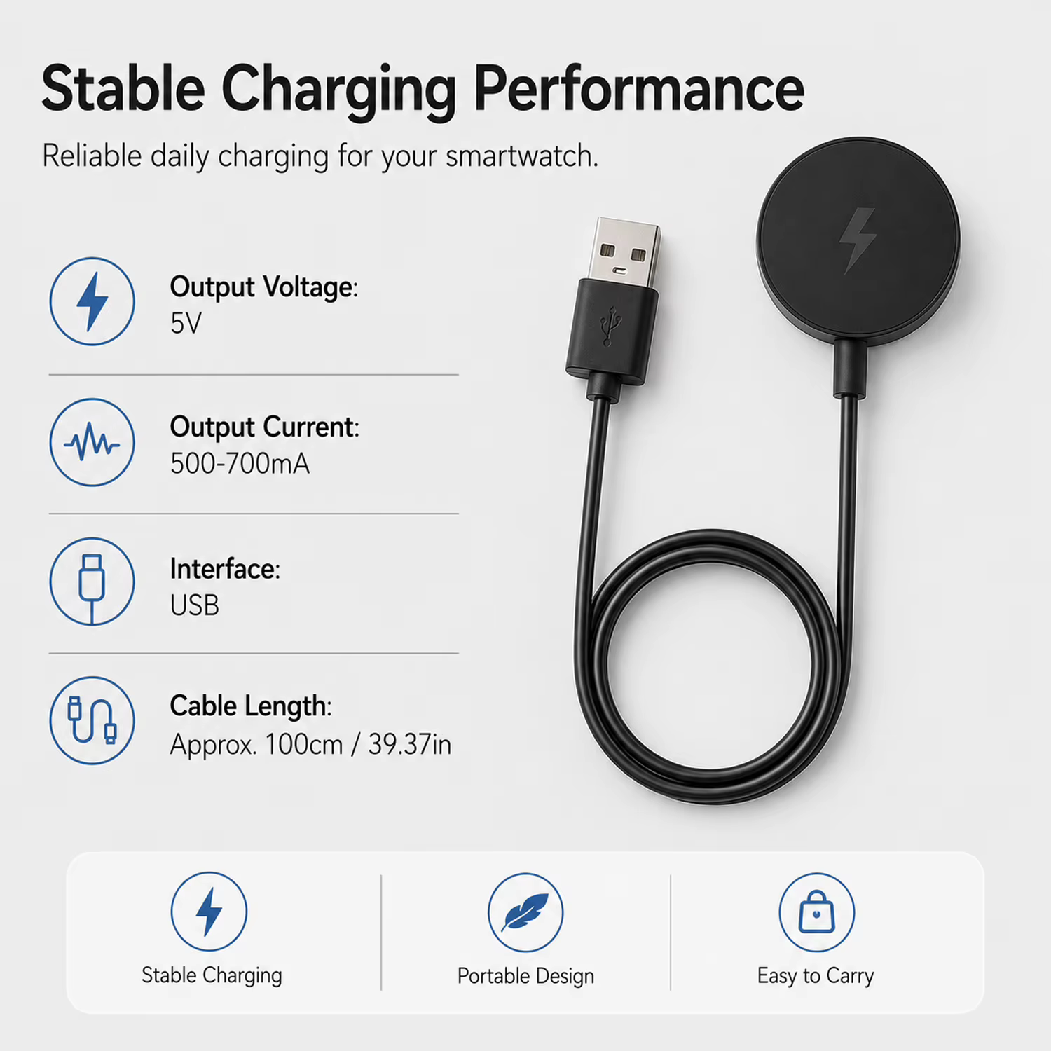 Câble de chargeur pour Michael Kors MKT5017 MKT5020 MKT5021 MKT5022 MKT5026 MKT5028 - Station de charge magnétique sans fil pour montre intelligente