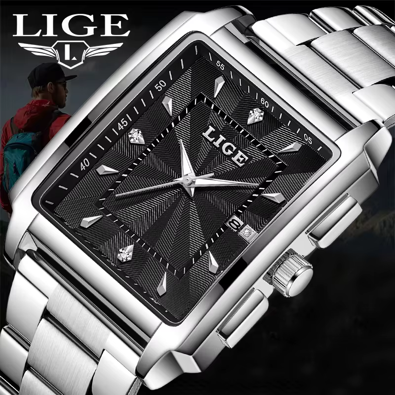 Relogio Masculino LIGE mode montre militaire hommes carré