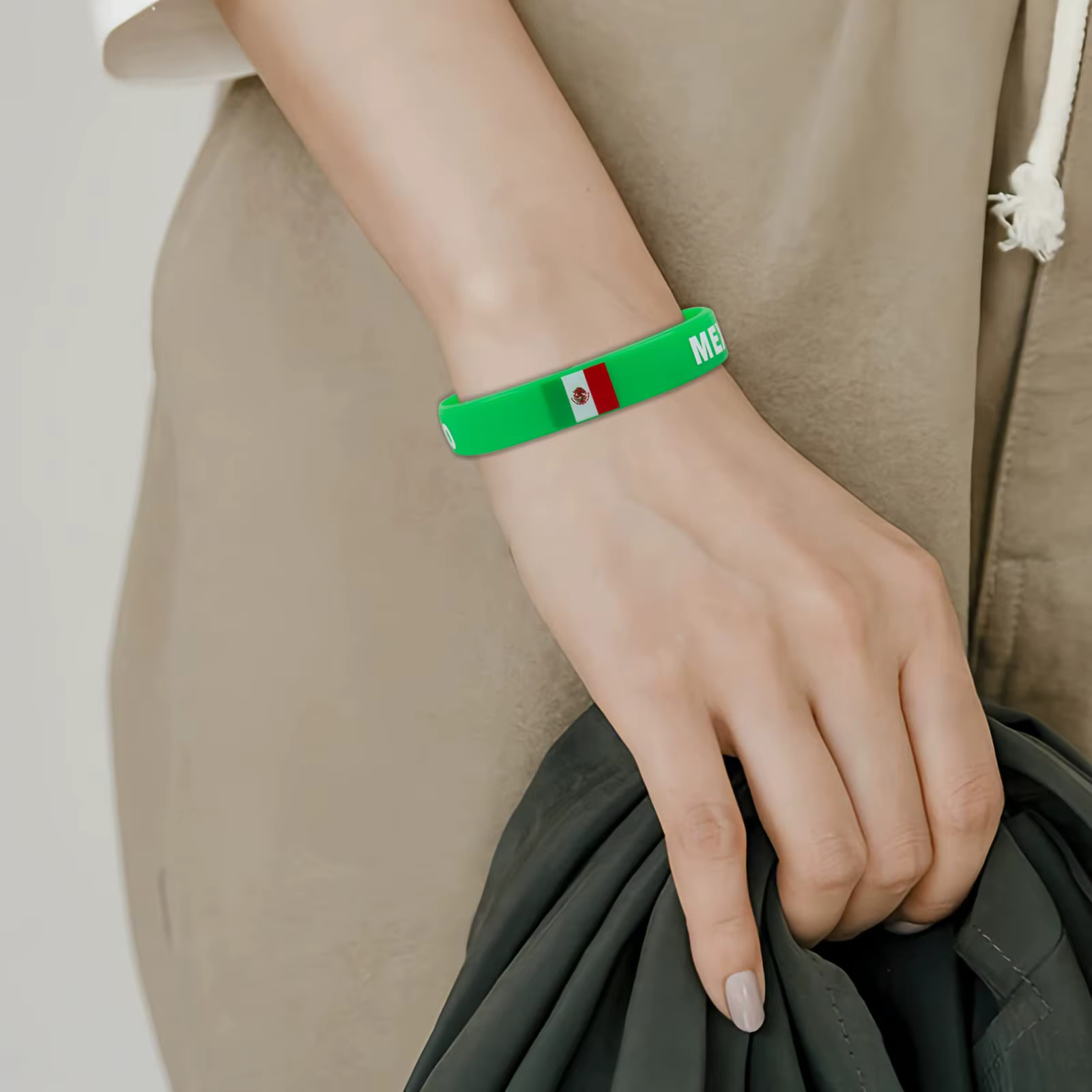 2 pièces drapeau du mexique Bracelet en Silicone bracelets de Sport Bracelet de poignet mexicain Bracelet hommes femmes élastique pour accessoires de mode