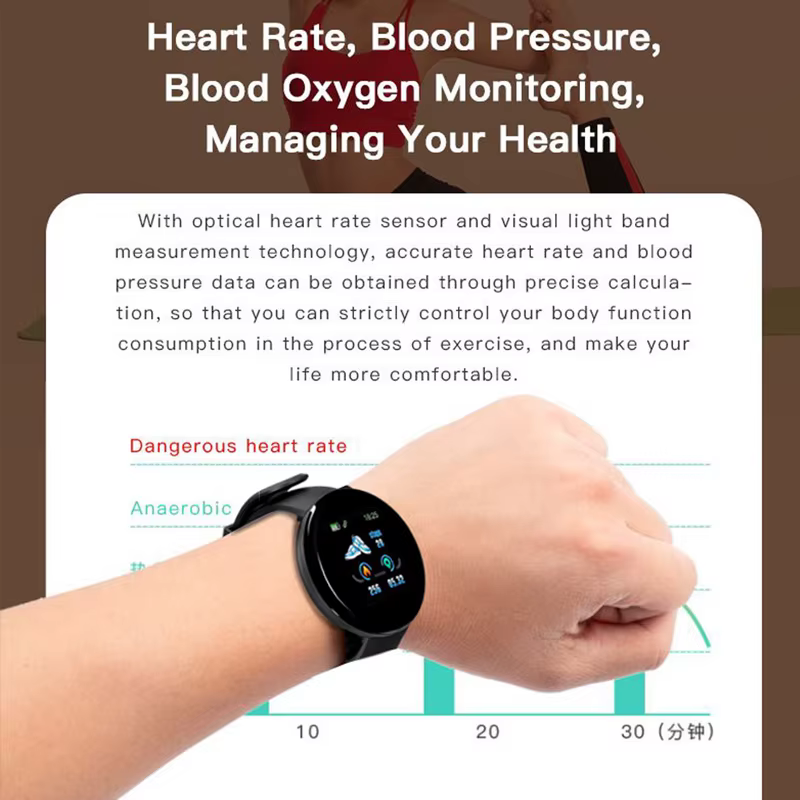 D18 montre intelligente hommes femmes Smartwatch pression artérielle étanche montres numériques sport Fitness Tracker