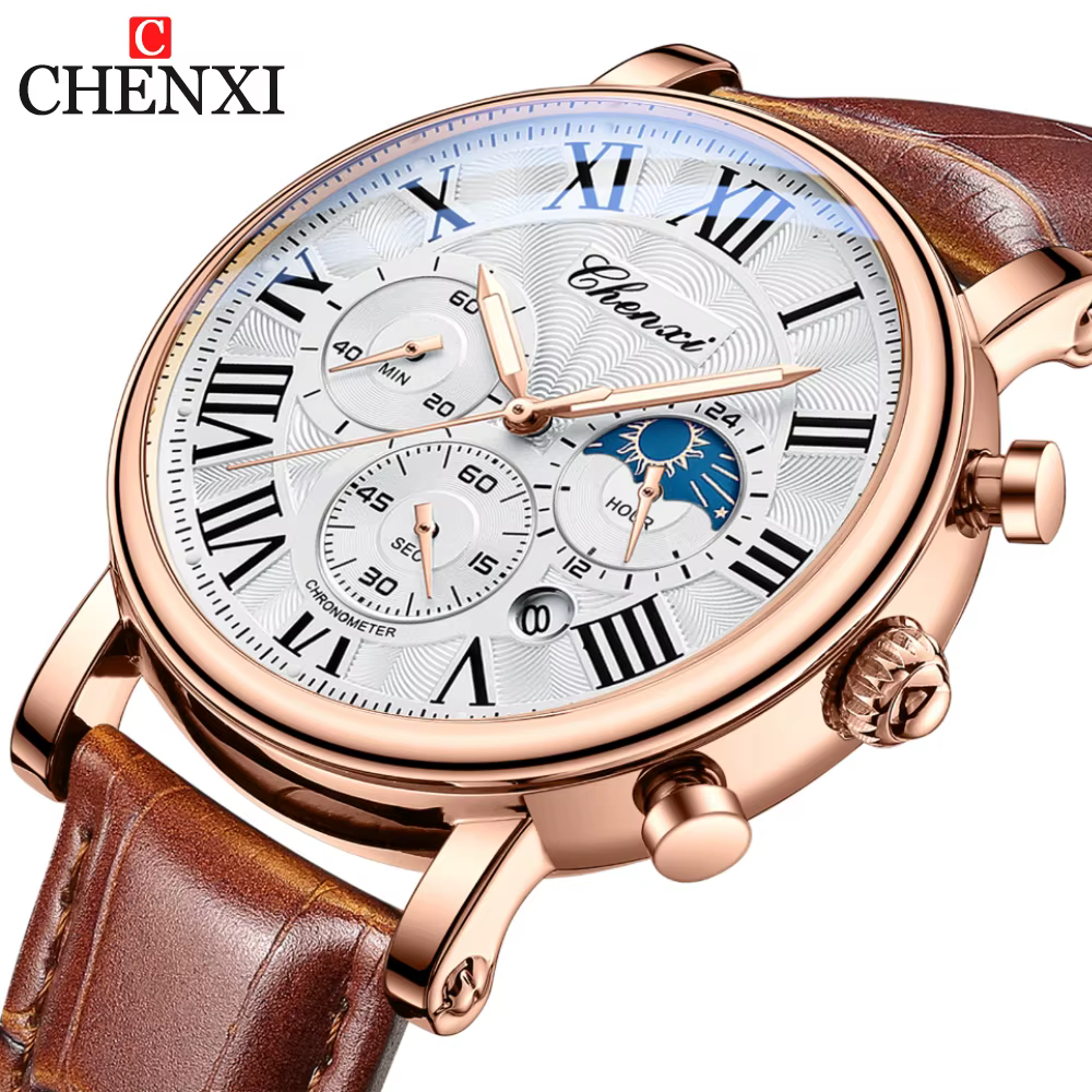 CHENXI mode affaires hommes montres haut de gamme montre à Quartz Date automatique chronographe