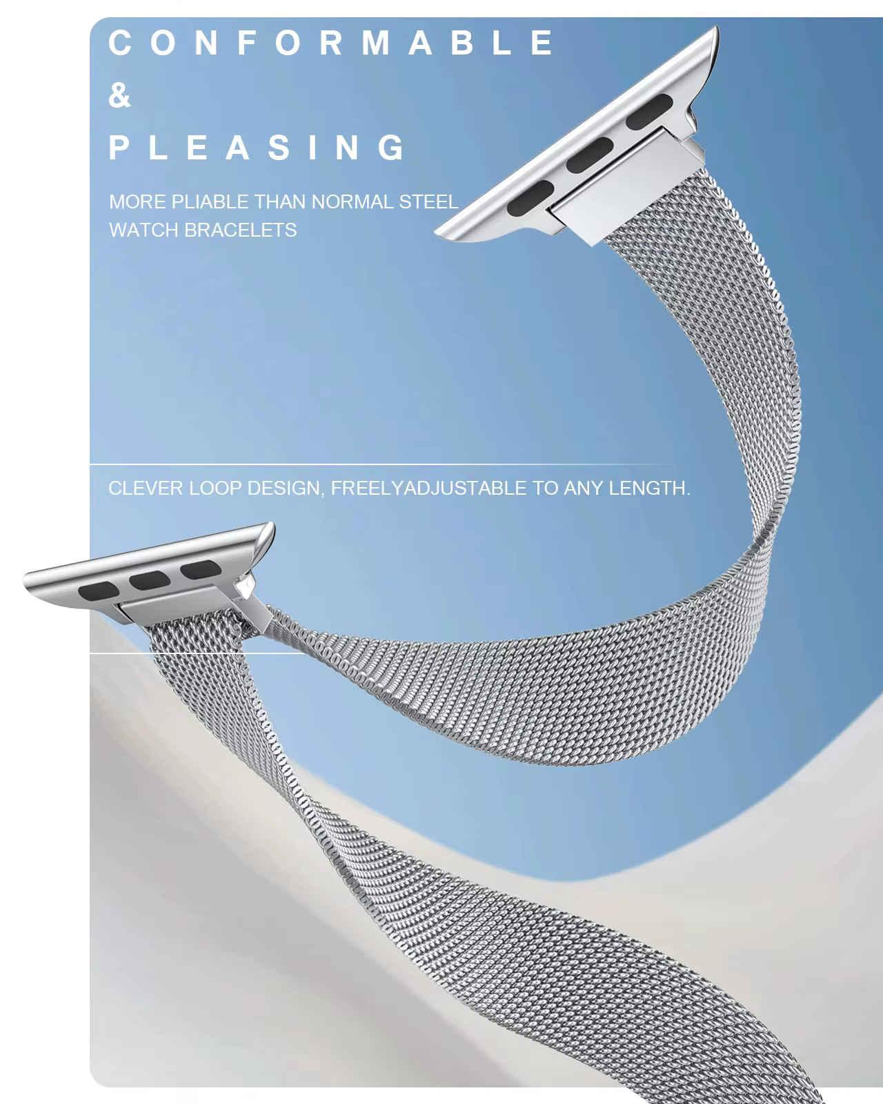Bracelet Milanese fin pour Apple Watch 44mm 40mm 45mm 49mm 41mm 42mm