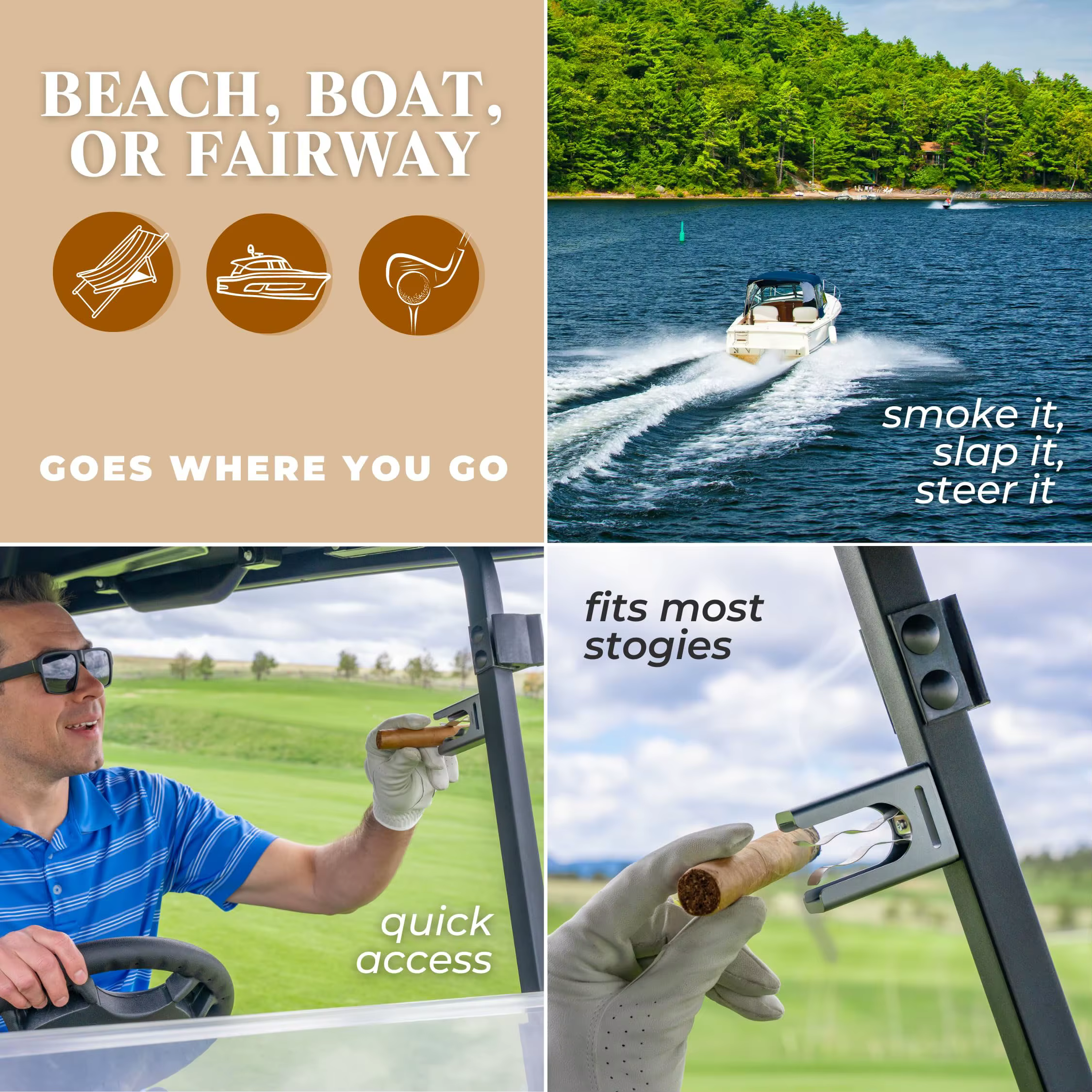 Porte-cigares magnétique, accessoire de golf ultime pour les amateurs de cigares, clips à cigares en aluminium, compatible avec les chariots de golf, les chaises de plage, les cannes à pêche