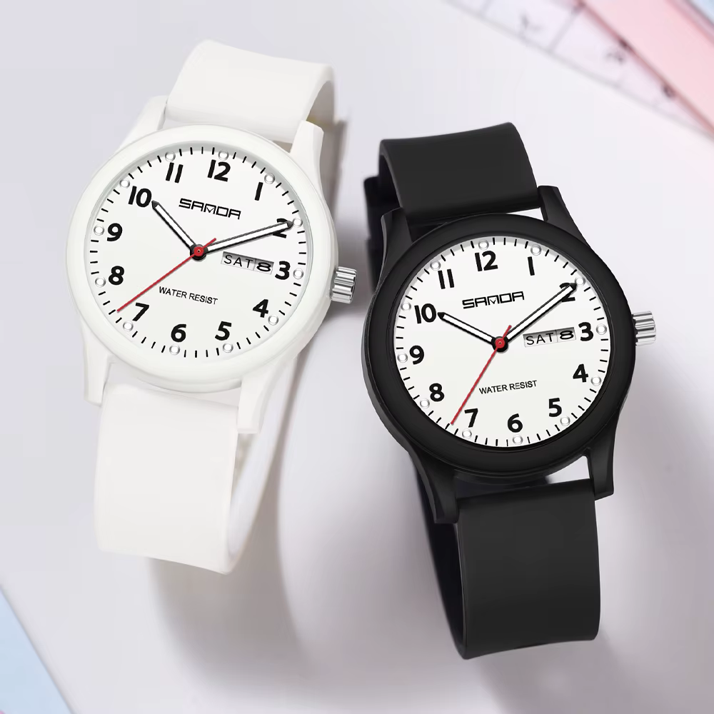 SANDA 2025 nouvelle montre pour hommes femmes Simple Quartz neutre montre-bracelet étanche lumineux bracelet en
