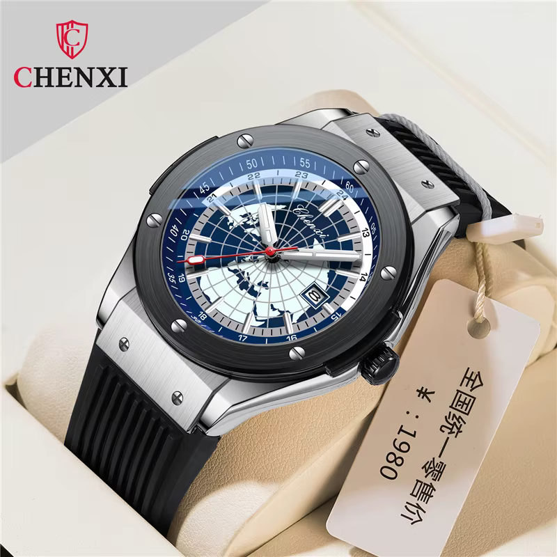 CHENXI 82442 décontracté luxe Sport montres pour hommes marque carte du monde militaire étanche montre-bracelet homme