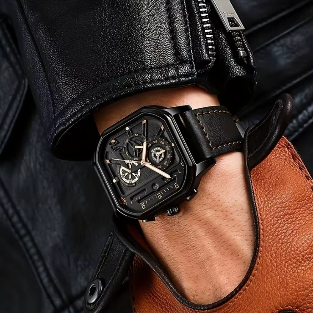 Montre de luxe pour homme avec grand cadran carré