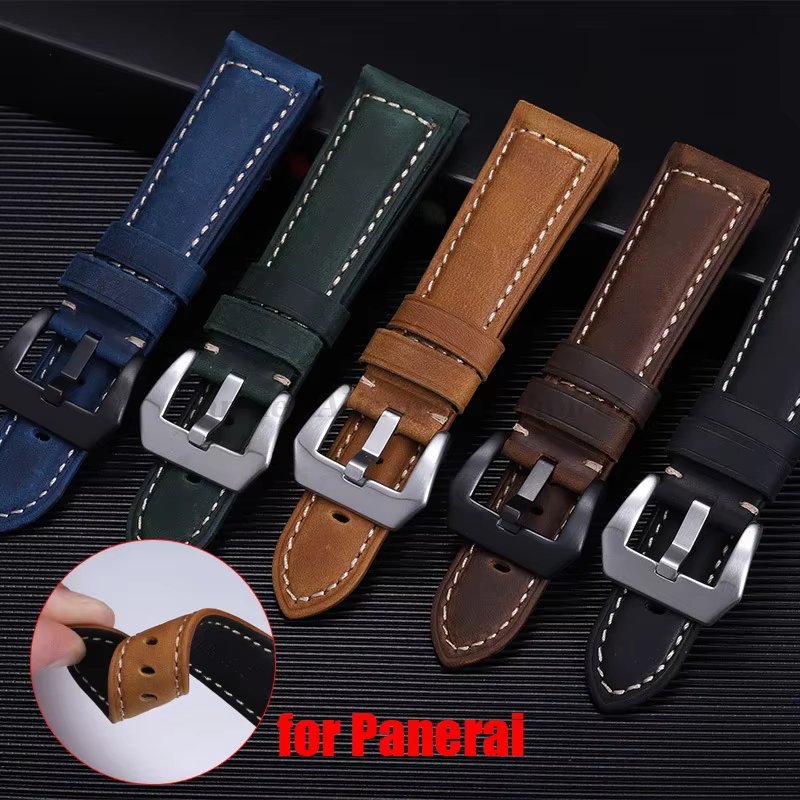Bracelet de montre en cuir véritable pour Panerai