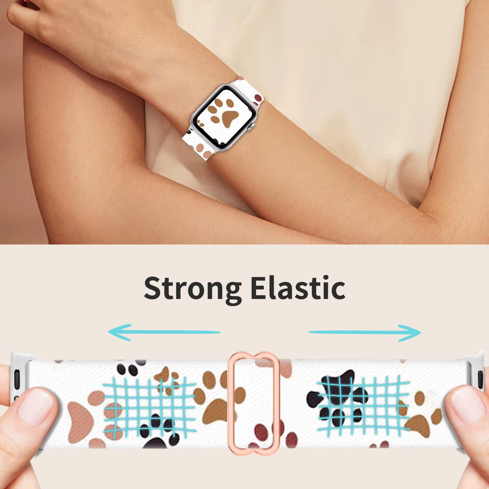 Bande extensible compatible avec Apple Watch 38mm 40mm 41mm 42mm 44mm 45mm 49mm pour femmes