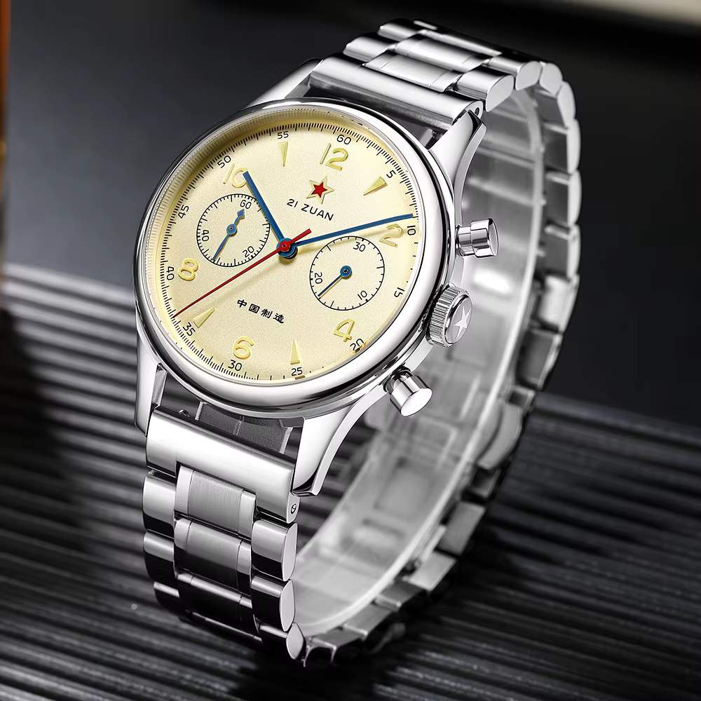 Montre mécanique à remontage manuel en acier inoxydable SEAKOSS Chronographe 40 mm 38 mm 1963 pour homme, originale Seagull ST1901, luminescente, saphir