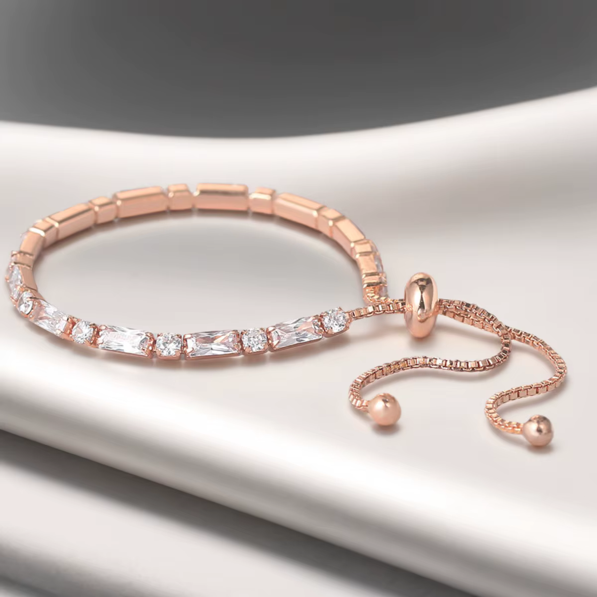 ChimSimple-Bracelet de Tennis en Or Rose pour Femme, Bijoux Ajustables Faits à la Main, Cadeau de Mariage, Kpop Zcomprend, H028