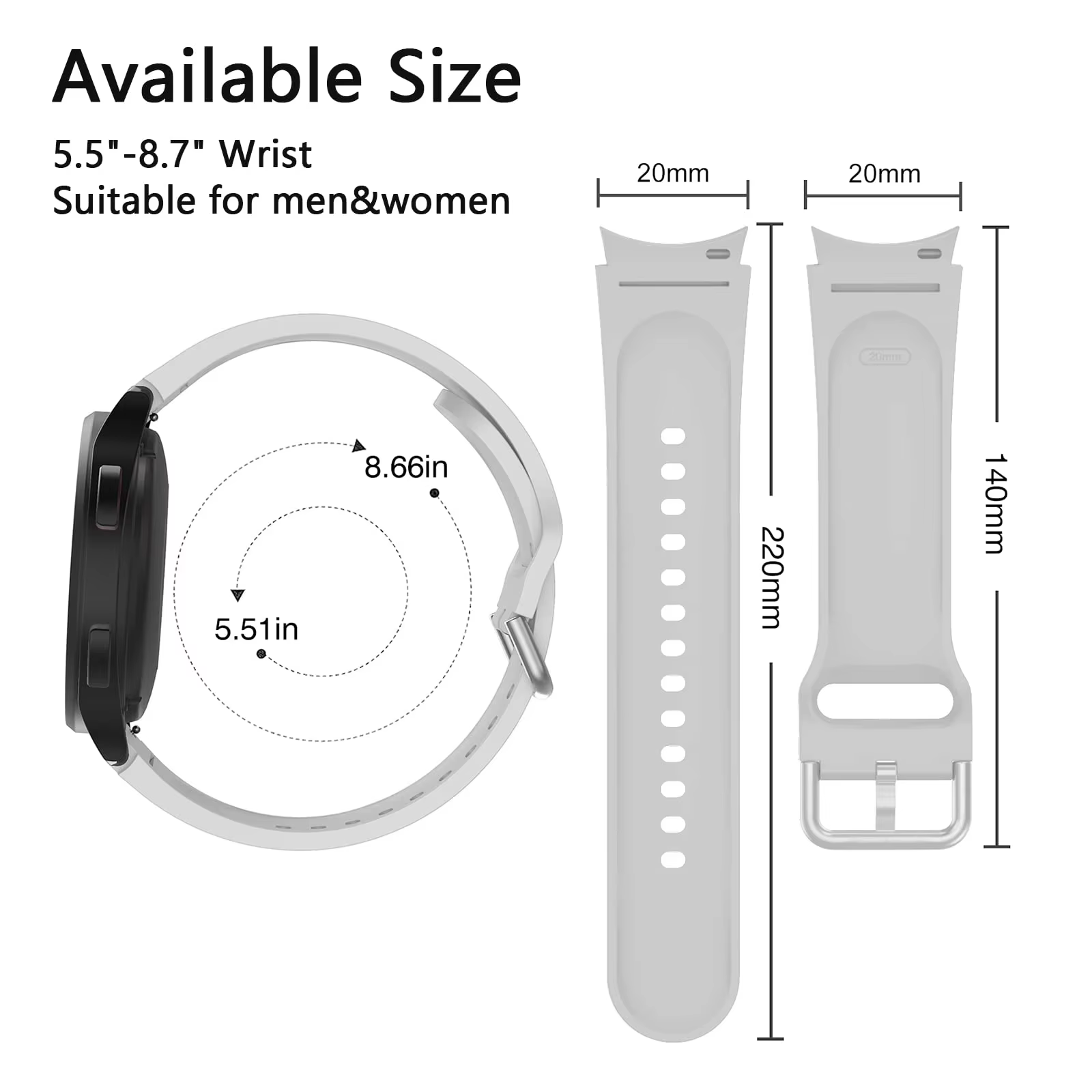 Bracelet en Silicone pour Samsung Galaxy watch 7 6 5 4 40mm 44mm 45mm