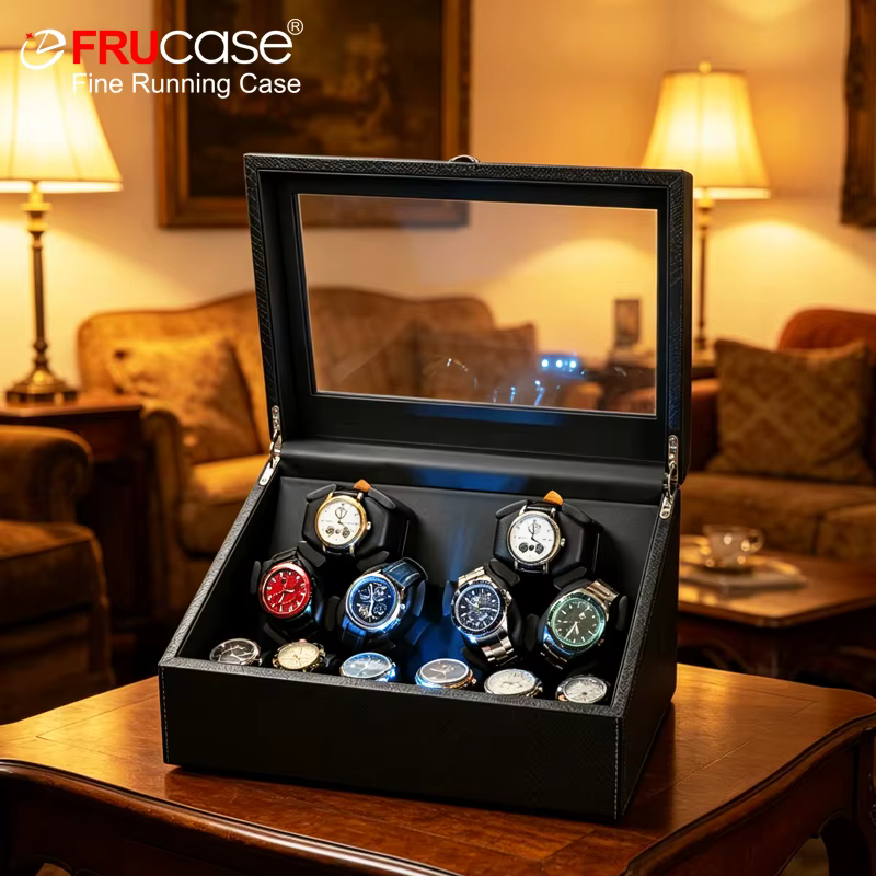 FRUCASE PU Watch Winder pour montres automatiques remontoir automatique 6 + 6