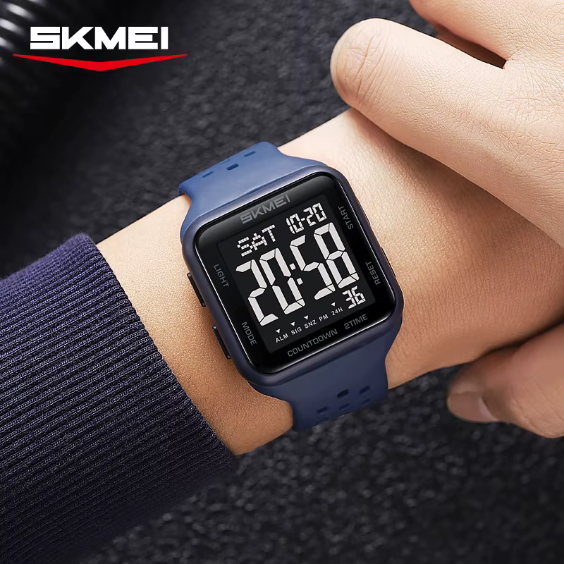 SKMEI 2440 hommes montre antichoc étanche compte à rebours homme montre-bracelet militaire réveil 1858 Reloj Hombre livraison gratuite montres