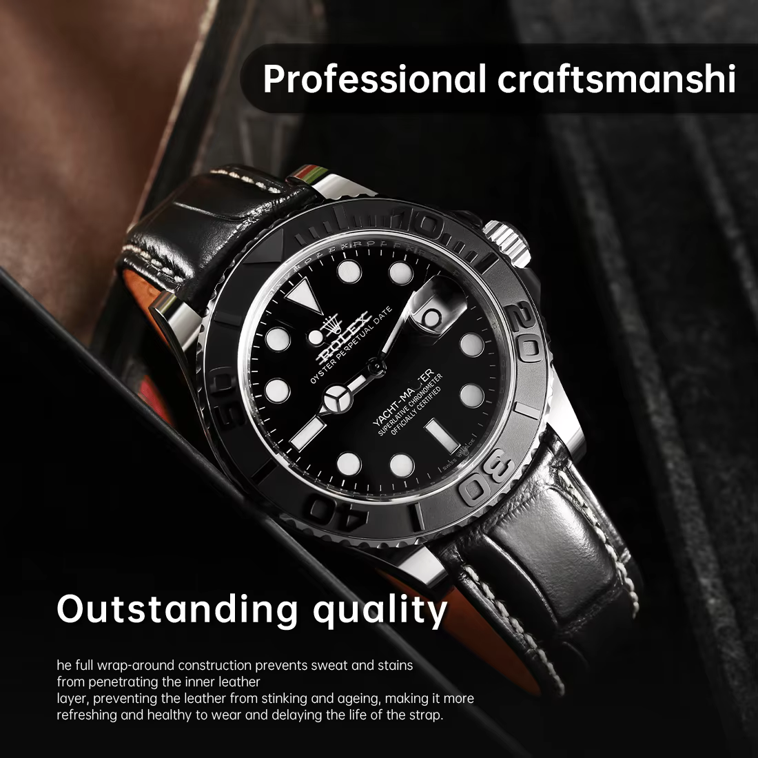 Maikes luxe Rolex bracelet de montre en cuir à dégagement rapide 20mm 21mm 22mm accessoires bracelets