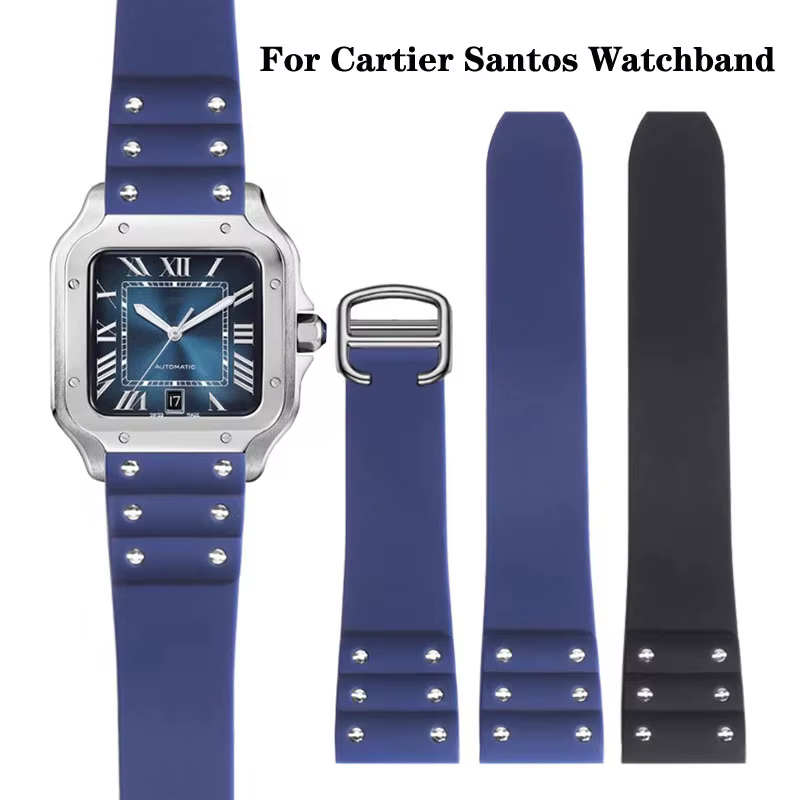 Bracelets de montre en caoutchouc de haute qualité pour bracelet Cartier Santos