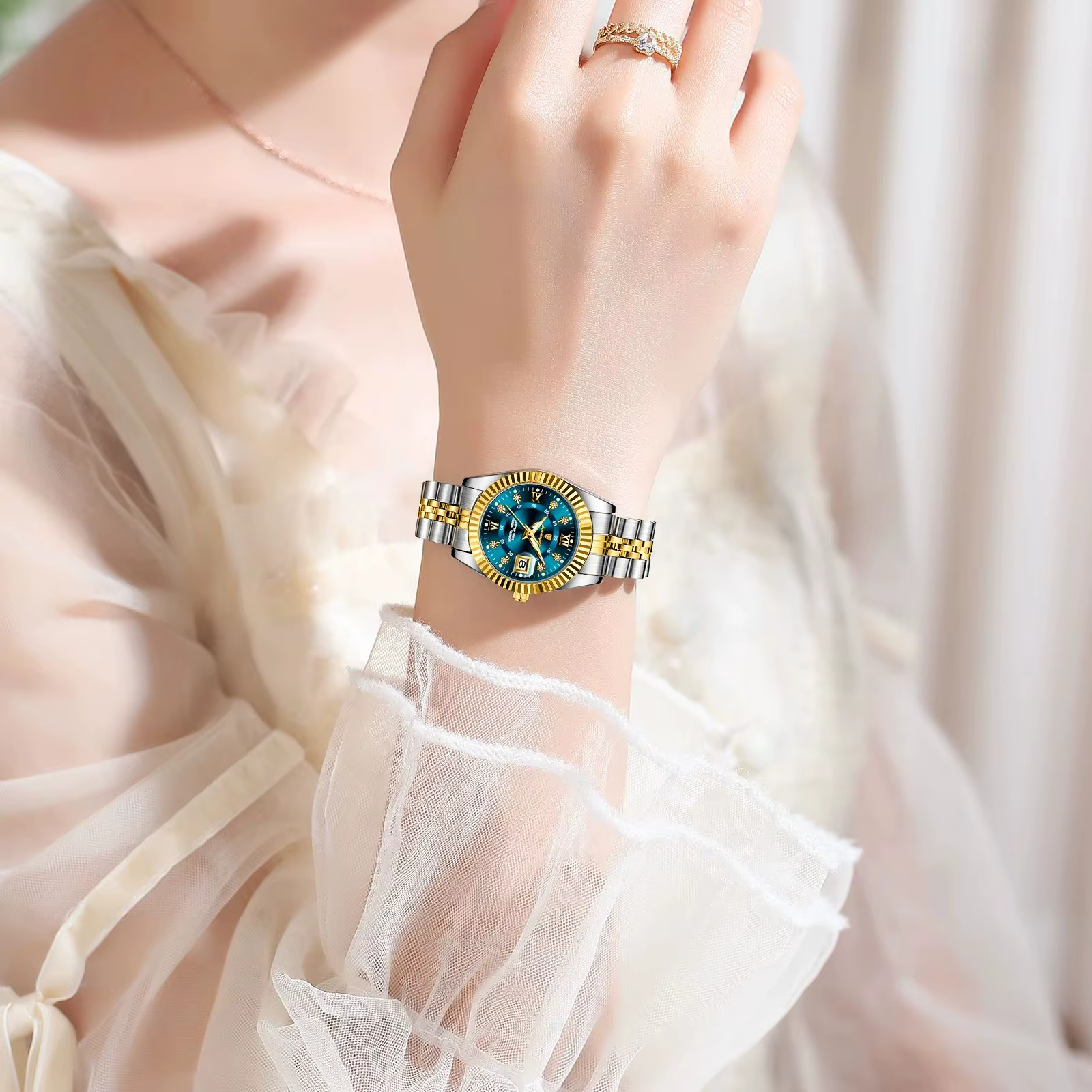 POEDAGAR haut de gamme montre pour femmes étanche en acier inoxydable lumineux Date dames