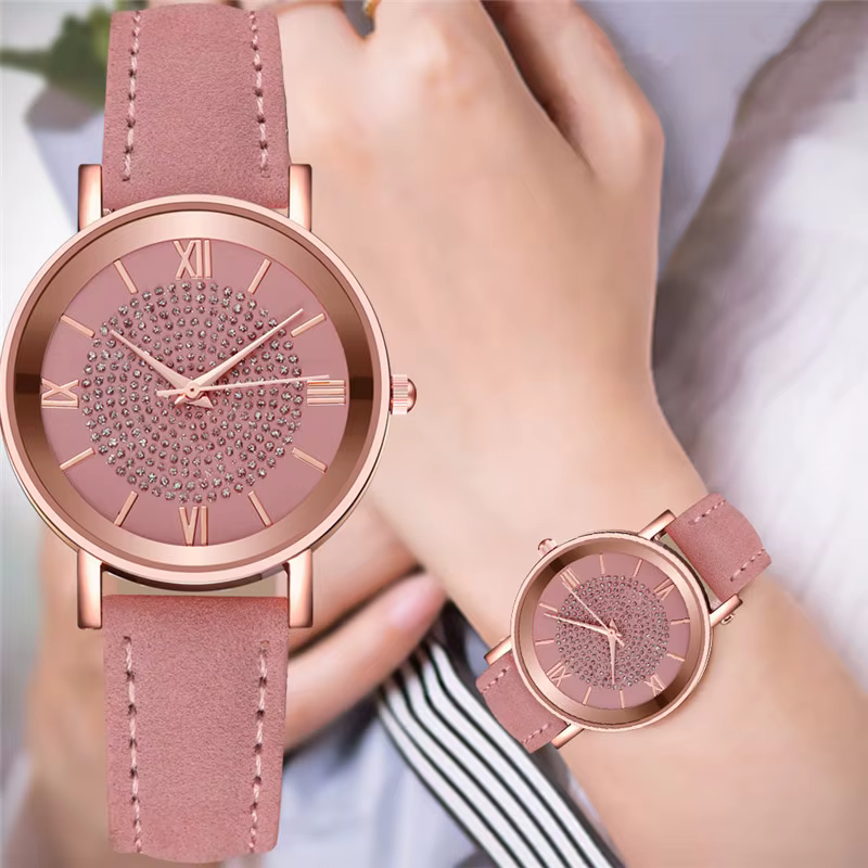 Mode cadran arabe montre pour femme bracelet en cuir décontracté montres à quartz analogiques