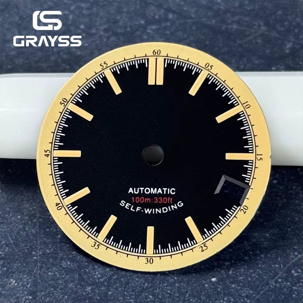 Nouveau cadran de montre rétro bleu marine/noir de 28.5mm pour SKX nh35 nh34