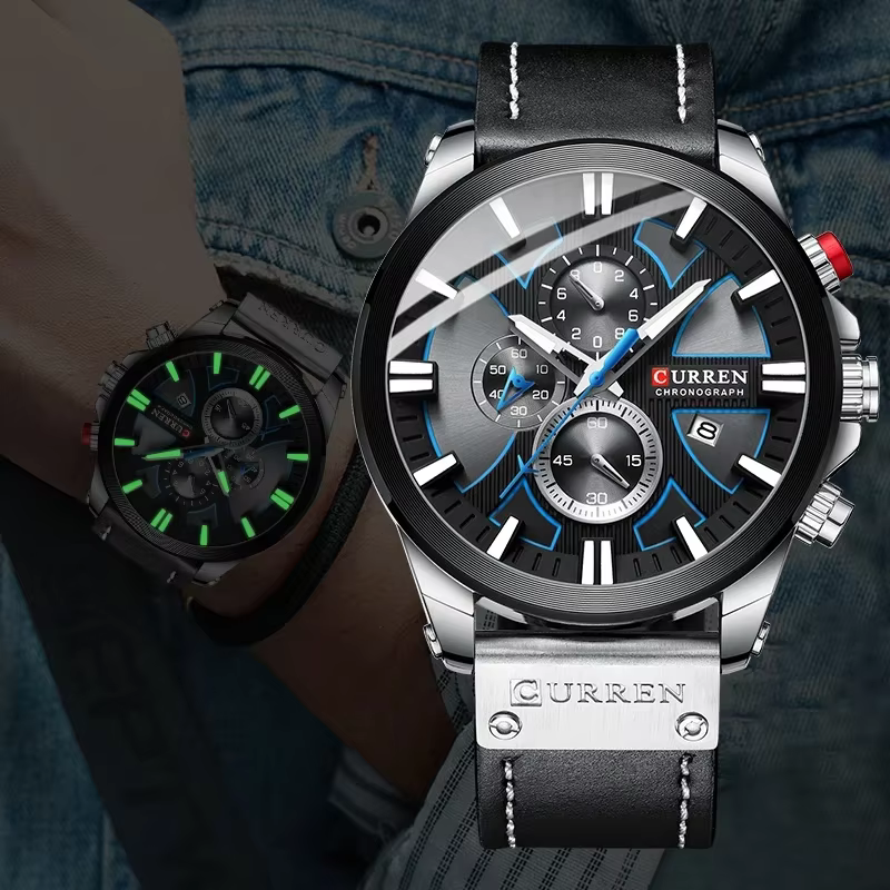 CURREN montre pour hommes haut de gamme de luxe lumineux en cuir