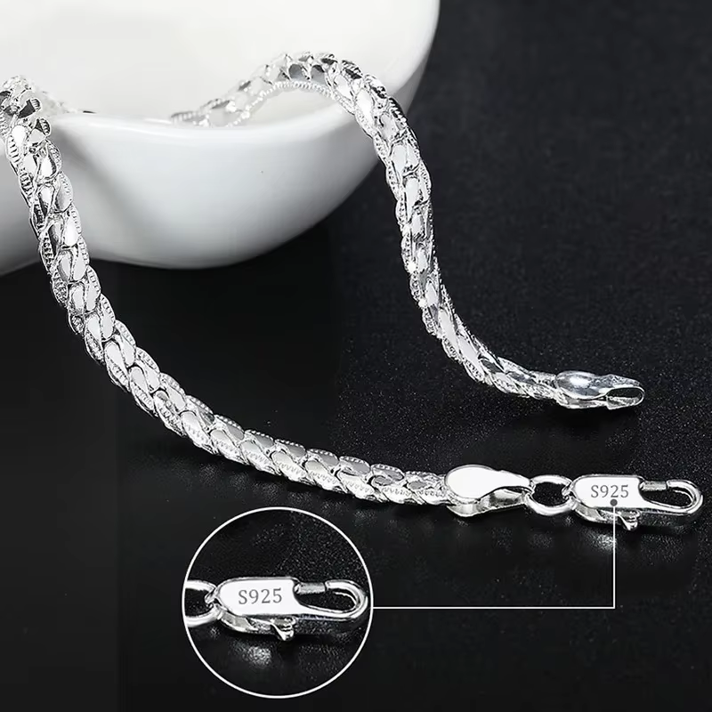 Bracelet à breloques en argent regardé 925 pour hommes et femmes