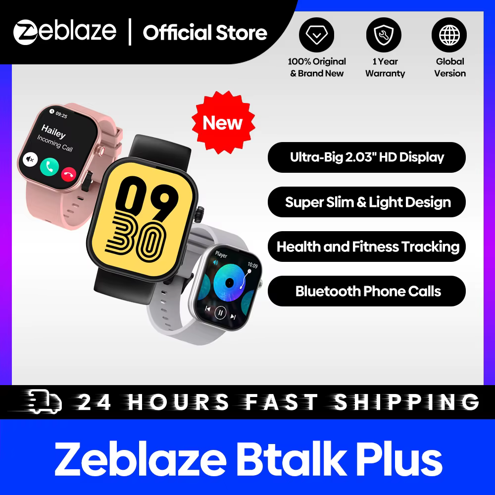 Nouveau Zeblaze Btalk Plus appel vocal Smartwatch 2.03 ''HD couleur affichage santé et Fitness suivi montre intelligente pour hommes femmes