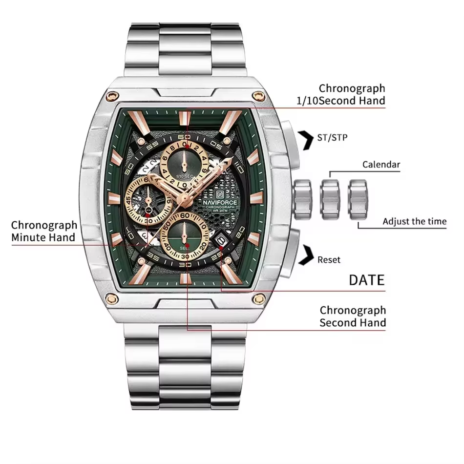 Montre-bracelet à quartz Tonneau pour homme