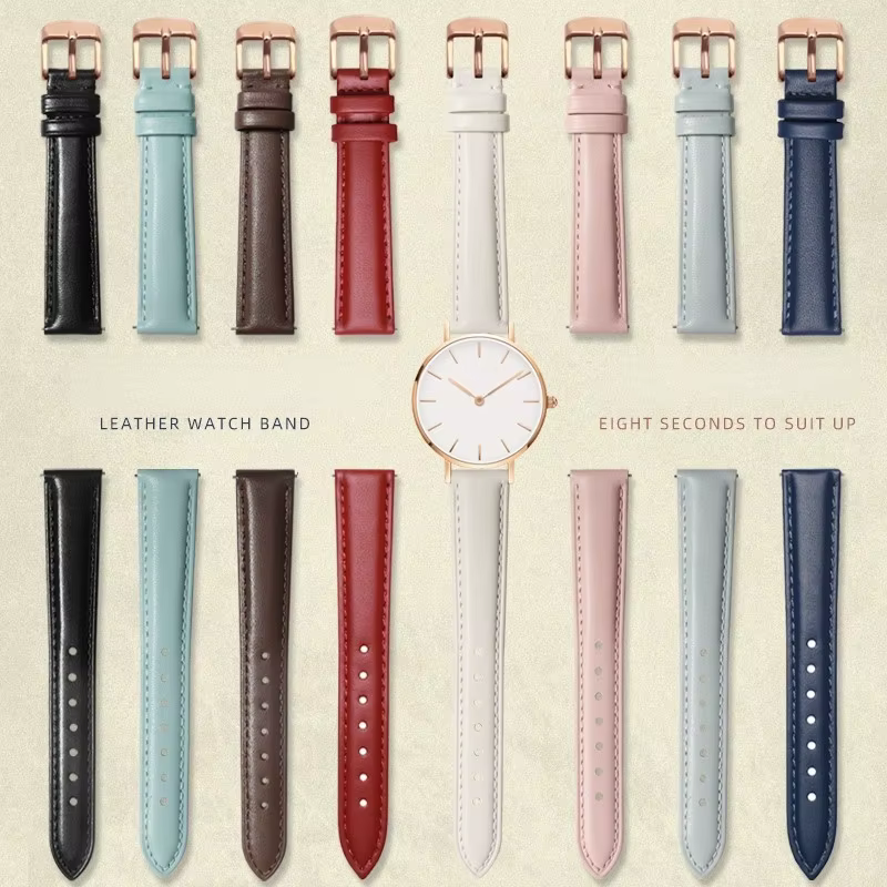 Bracelet de montre de mode à dégagement rapide pour Casio Citizen Fossil DW bracelet 12mm 14mm 16mm 18 dames bleu rose rouge bracelet de montre en peau de vache souple