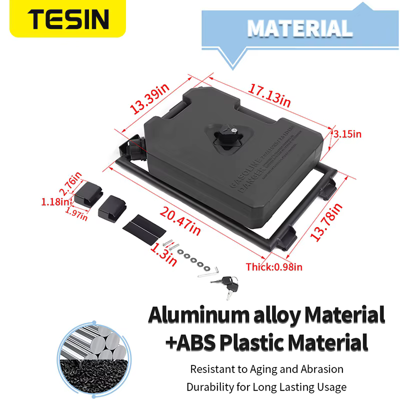 TESIN Échelle d'extension de hayon arrière pour voiture + Boîte à eau/carburant 7,5 L pour Jeep Wrangler JL 2018-2025 Accessoires