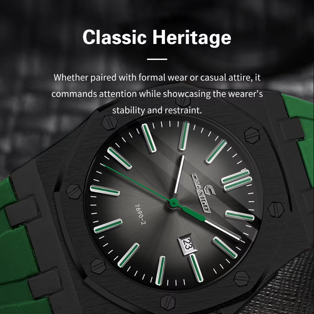 CHAXIGO montres d'affaires de luxe pour hommes 7690 mode étanche calendrier Quartz montre