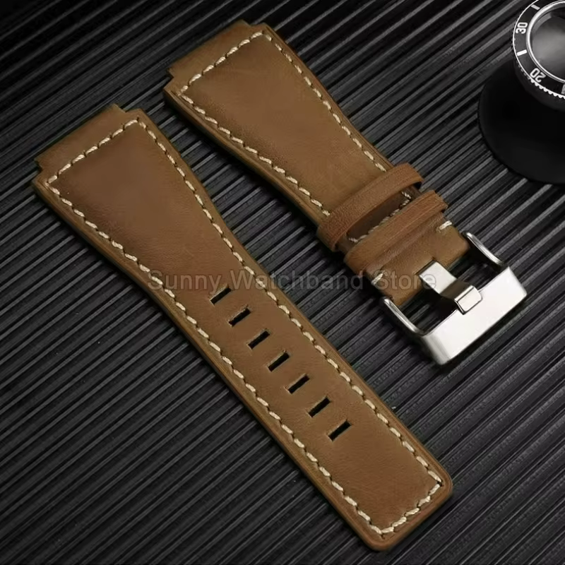 Bracelet de montre en cuir véritable pour hommes et femmes