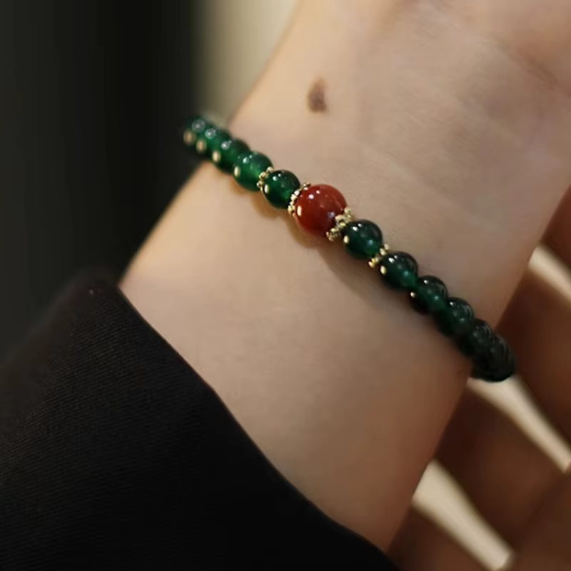 Bracelets en perles d'eau douce pour femmes, Agate rouge verte naturelle de 6mm, brins de perles, accessoires de bijoux fins simples et exquis, 1338